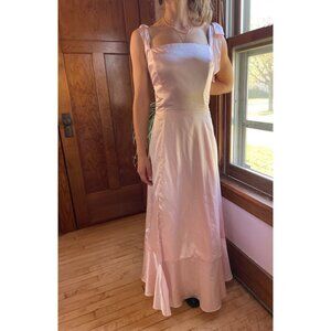 Vintage 90s Pink Satin Maxi Dress Fairycore Coquette Prom Gown M Wicked Glinda